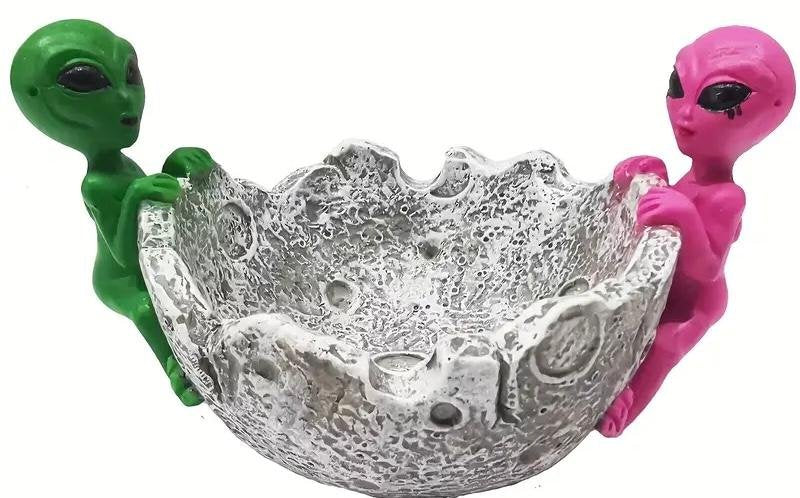 Green and Pink Aliens Ashtray