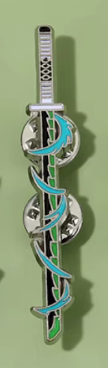 Anime Slayer Katana with Blue Feathers Enamel Pin