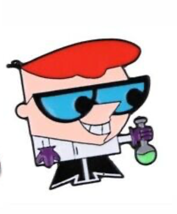 Dexter Holding a Beaker Enamel Pin