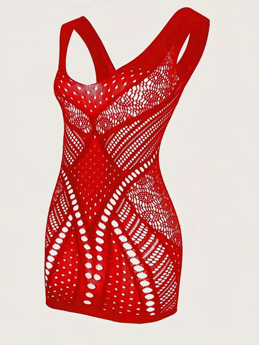Sexy Red and Black Lace Dress