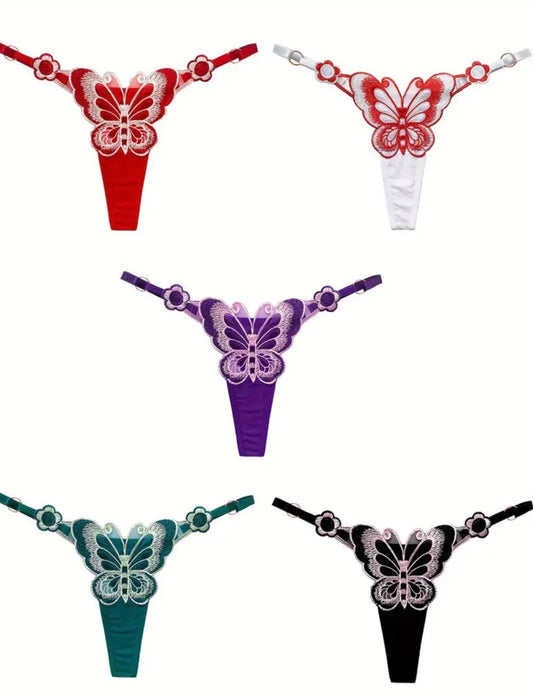 Embroidered Two-Colored Butterfly Underwear
