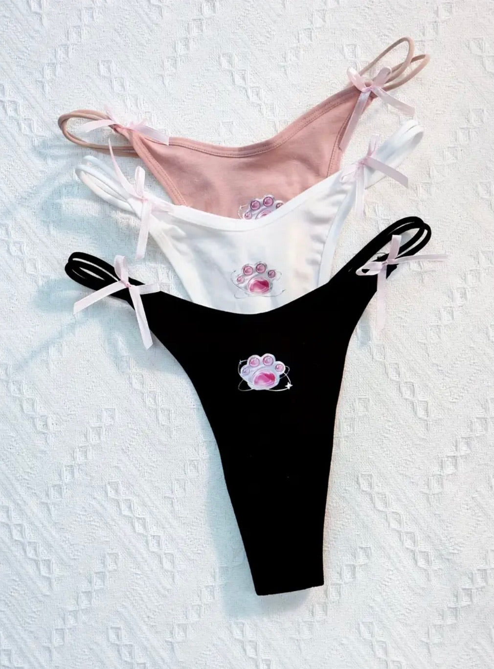 Cute Japanese Low Waist Panties – Cyber Y2K Paw Print Design