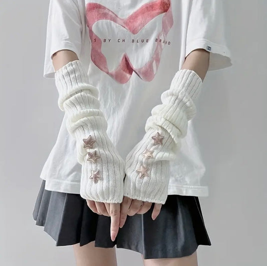 White Knit Hand Stockings