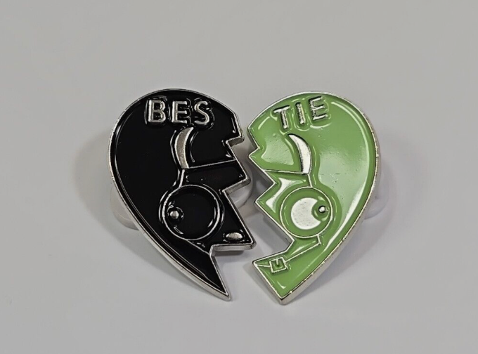 GIR Bestie Heart Lapel Pins Invader Zim Animated TV Show 2 Pieces