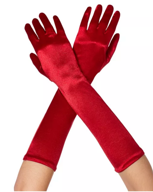 Red Silk Elbow-Length Gloves
